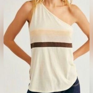 FREE People Camp Collection Festival Sunset Stripe One Shoulder Strap Tank Top